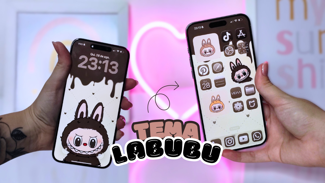 personalização do iPhone com tema Labubu